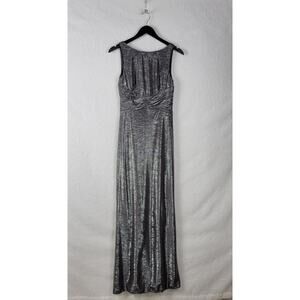 LAUREN Ralph Lauren Dilamana Gown Dress Sz 2 Gray Metallic Cocktail Evening